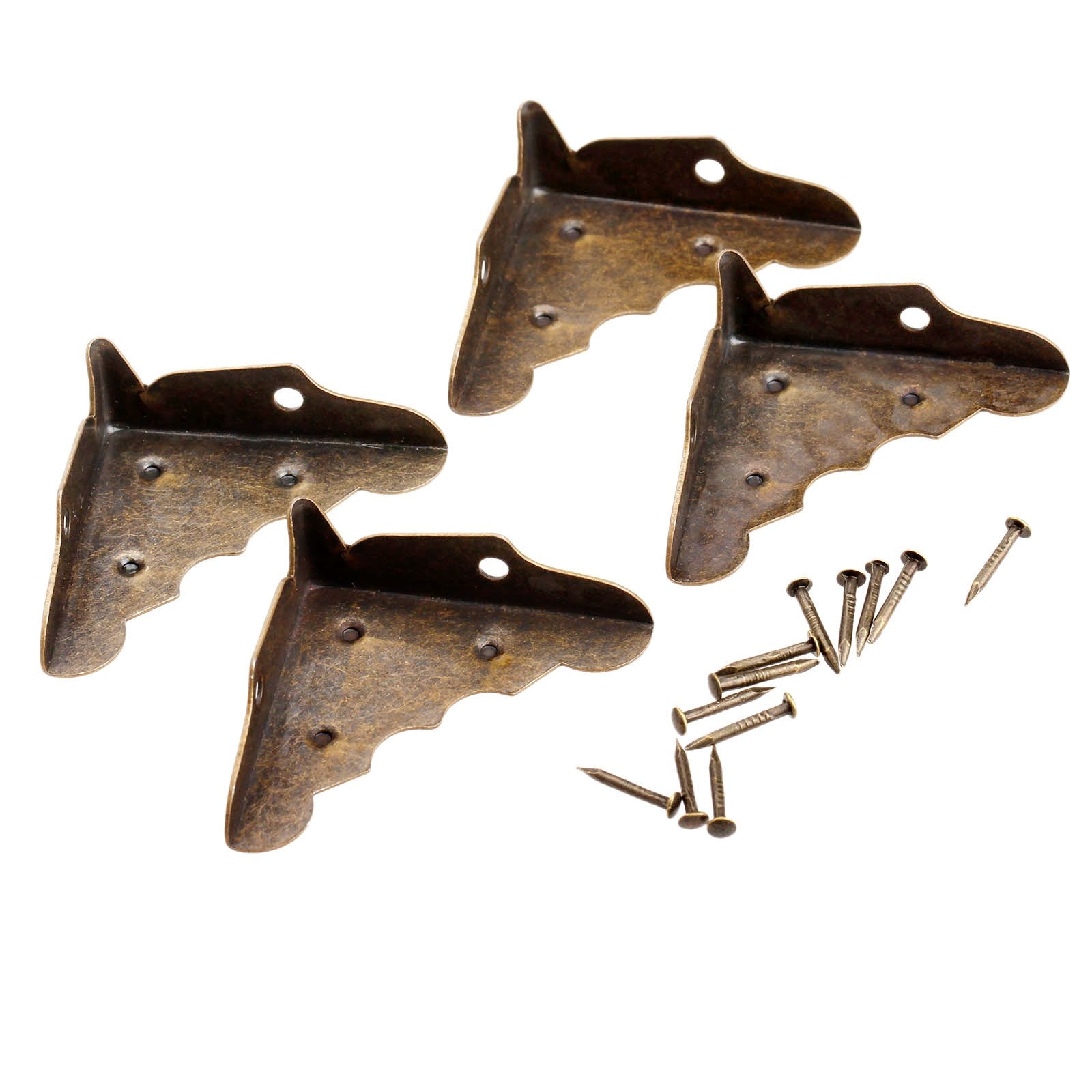 16Pcs Antique Brass Jewelry Box Corner Chest Corner Protector Guard Edge Cover-1.26x1.26x0.43