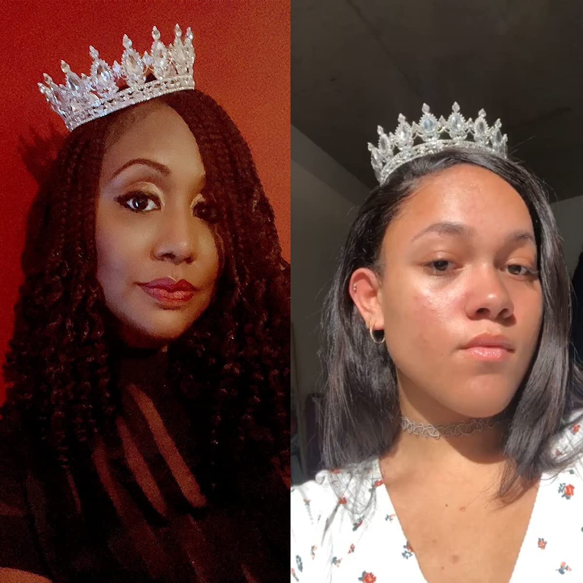 SSNUOY Silver Diamond Shape Tiara for Brides Pageant Crowns