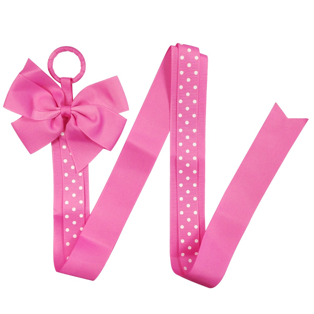 ALLYDREW Long Ribbon Hair Clip & Hair Bow Holder - Hot Pink Polka Dots