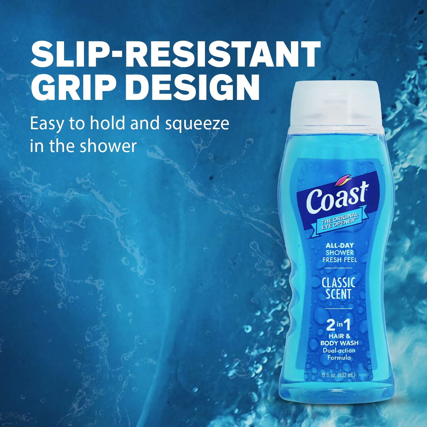 Coast Hair & Body Wash, Classic Pacific Force Scent, 2- 18 Fl Oz Squeeze Bottles