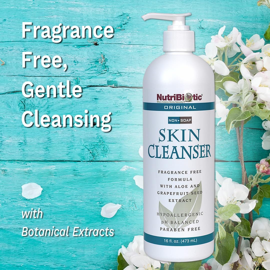 NutriBiotic Original Non-Soap Skin Cleanser, 16 Oz Twin Pack | Fragrance Free with GSE | pH Balanced, Hypoallergenic & Biodegradable | Free of Parabens, Fragrance, Phosphates, SLS, Dyes, & Colorings