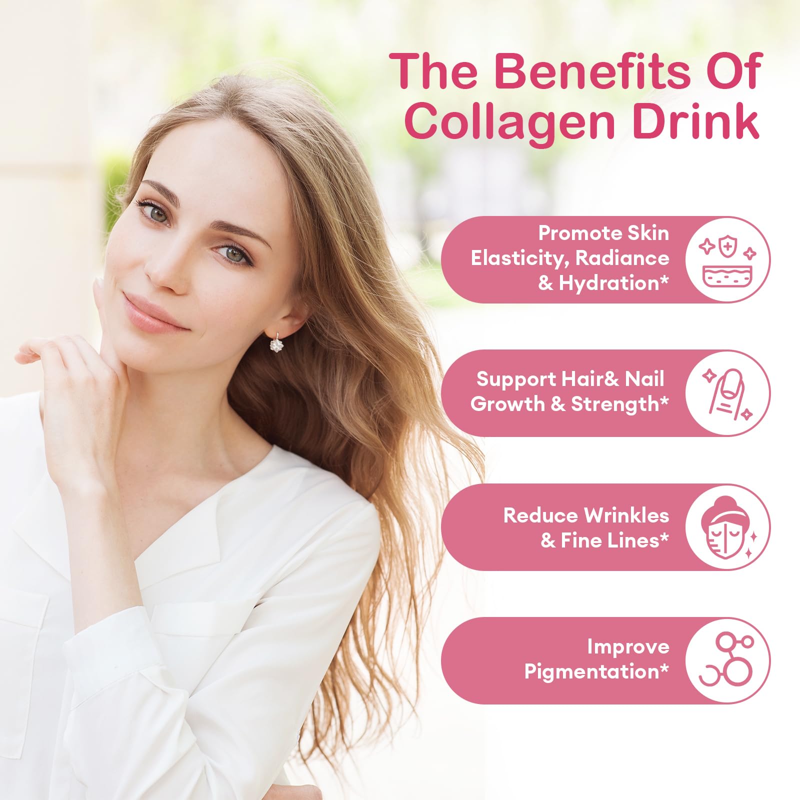 Collagen Drink with 6000 mg Marine Collagen Peptides, Liquid Collagen Shots for Women Support Beauty, Collagen Supplements for Skin, Hair and Nail Wellness, 0.85 Fl.Oz(25 ml)x30 Bottles, Blood Orange