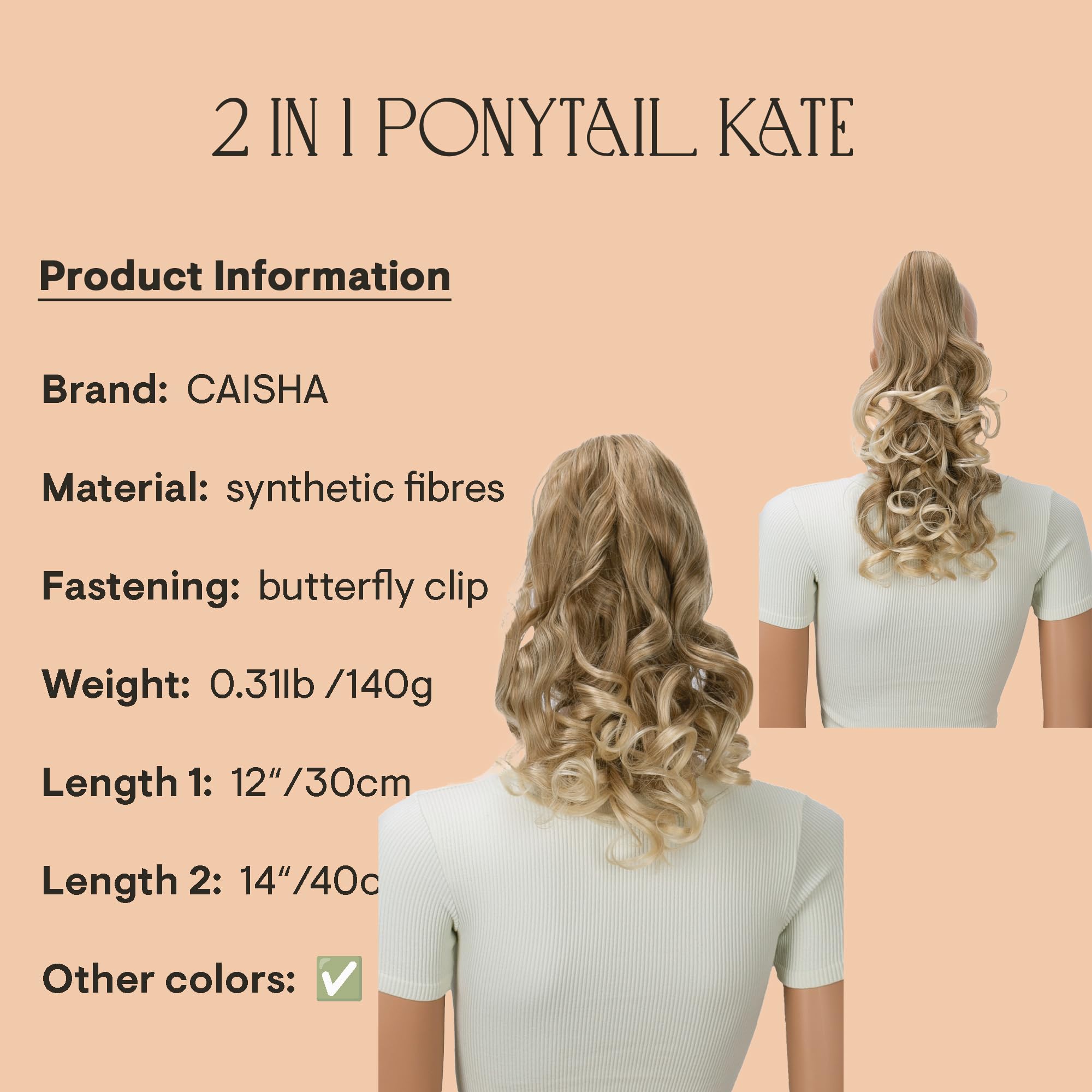 blonde mix #27T613 H3-2 : PRETTYSHOP 20 & 120g Hair Piece Pony Tail Extension 2 IN 1 Curled Wavy Heat-Resisting Diverse Colors (blonde mix 27T613 H3-2)