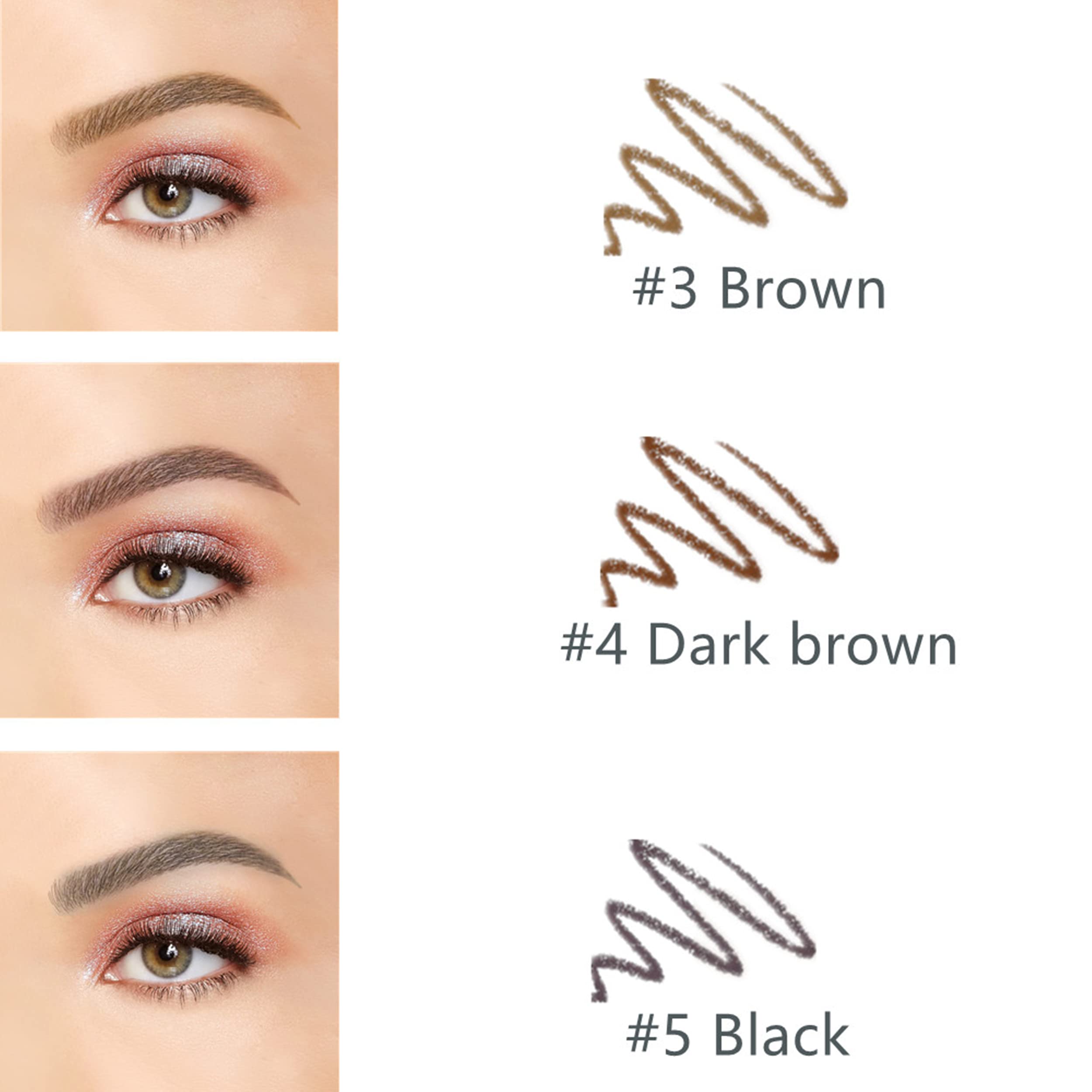 Thin Eyebrow Pencil,3 Pcs Waterproof brown eyebrow pencil with Spoolie Brush, Longwearing for Perfect Brows, Professional, Precision, Defines,Mechanical Pencil,Eye Brow Pencils for Women Brown BECHY