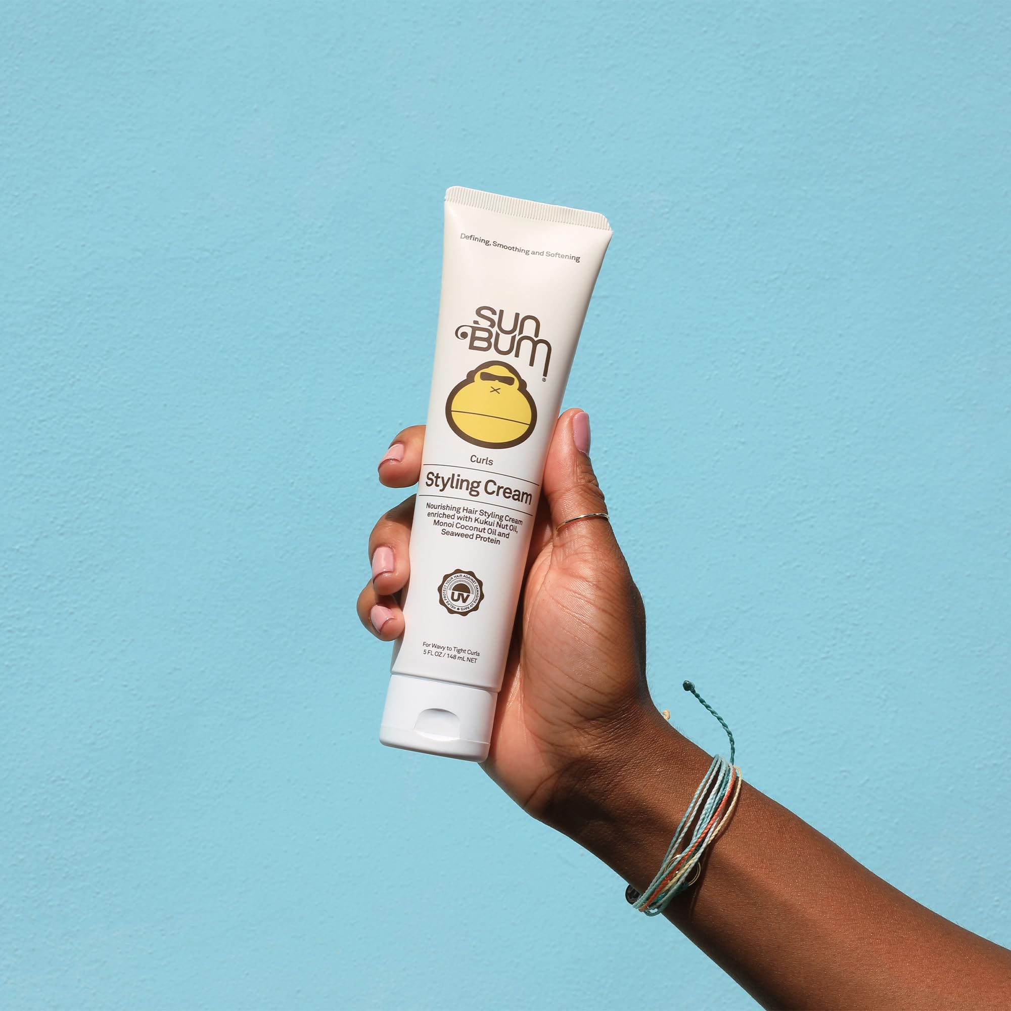 Sun Bum Curls & Waves Styling Cream - Hydrating Curl Defining Cream for Wavy or Tight Curly Hair - Light Touchable Hold - 5 Fluid Ounce