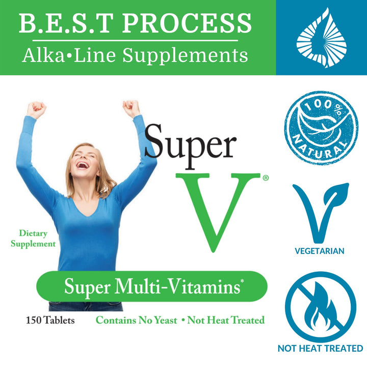 Morter HealthSystem SuperV Best Process AlkaIine — Energizing & Detoxifying Multivitamin — Vitamins & Minerals with Digestive Enzymes, Superfoods and Herbs