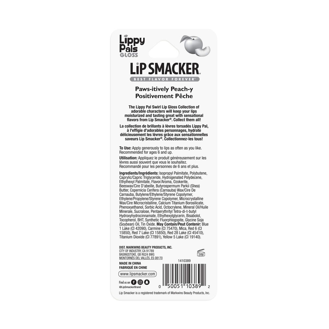 Lip Smacker Lippy pal swirl lip gloss, Panda - Paws-Itively Peachy, 0.14 Ounce