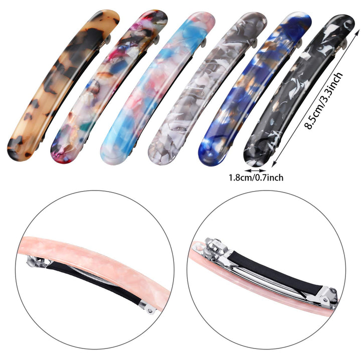 12 Pieces Hair Barrettes for Women Tortoise Shell Hair Barrettes Acetate French Skinny Hair Clip Automatic Ponytail Barrettes for Women Fine Hair Thin Hair Accessories (Fresh Color)