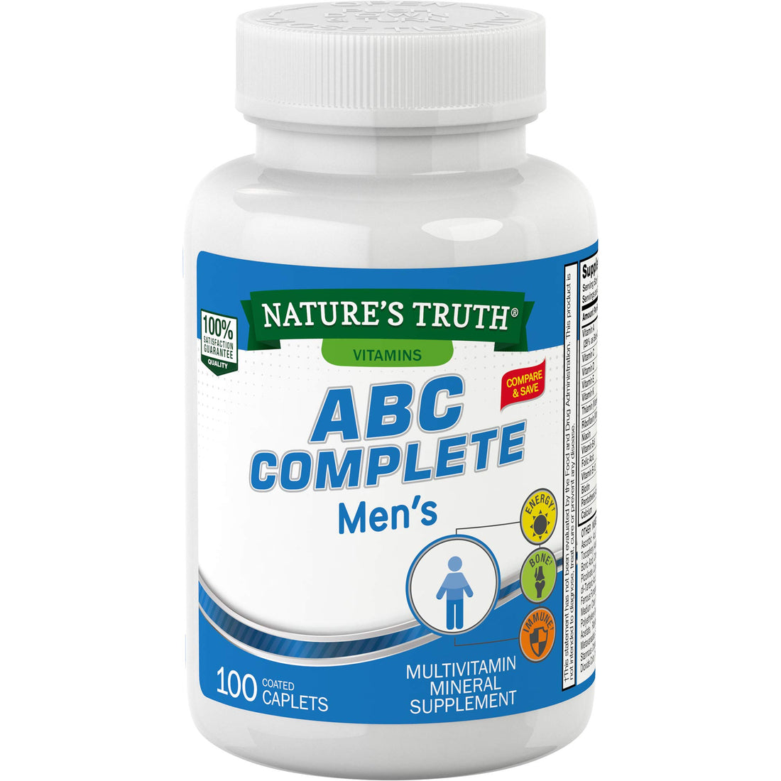 Nature's Truth Multivitamin for Men Adult | with Iron, Vitamins A, C, D & E | 100 Caplets | Non-GMO & Gluten Free