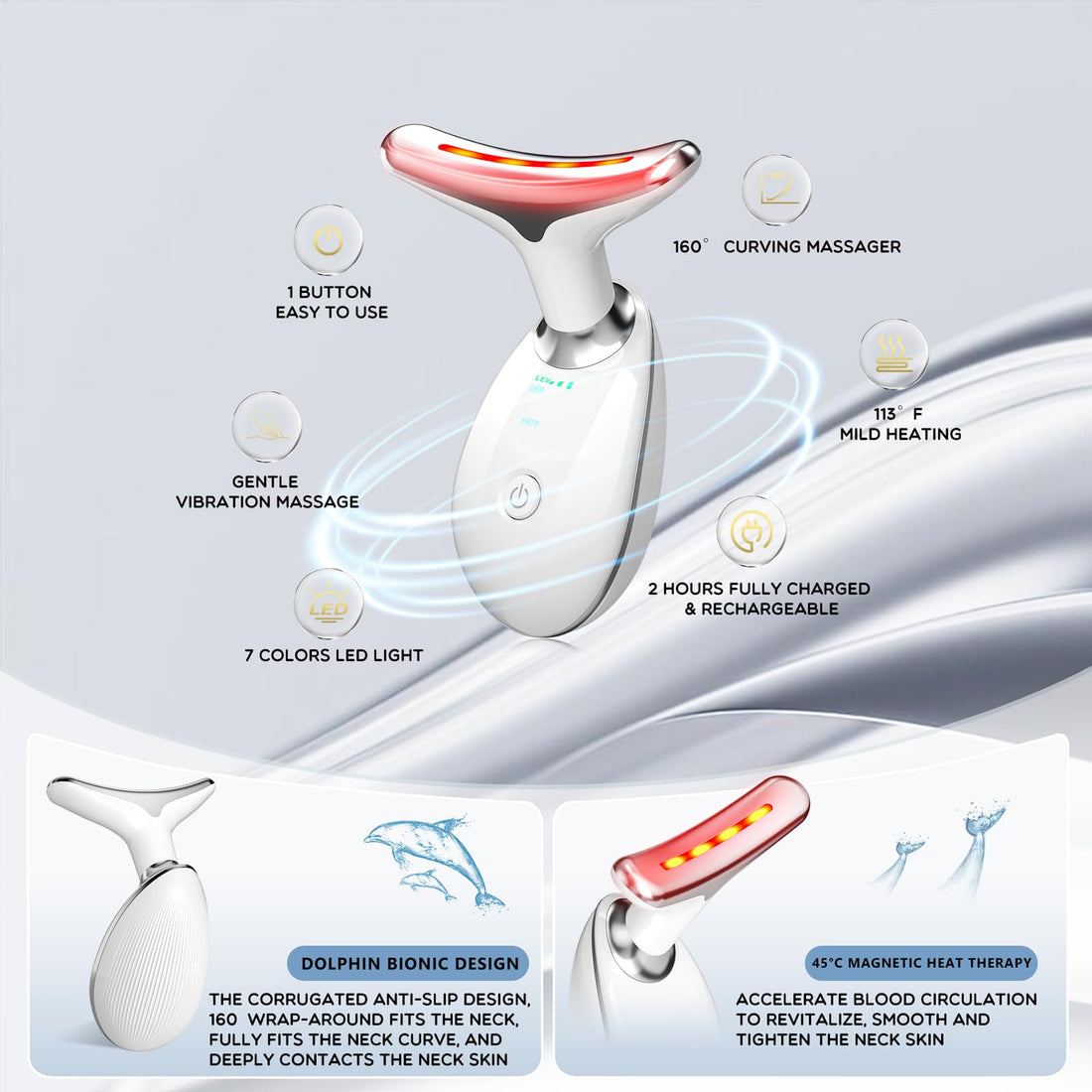 Red-Light-Therapy-for-Face and Neck, Red Light Therapy Wand, 7 Color Led Face Neck Sculpting Tool for Skin Care