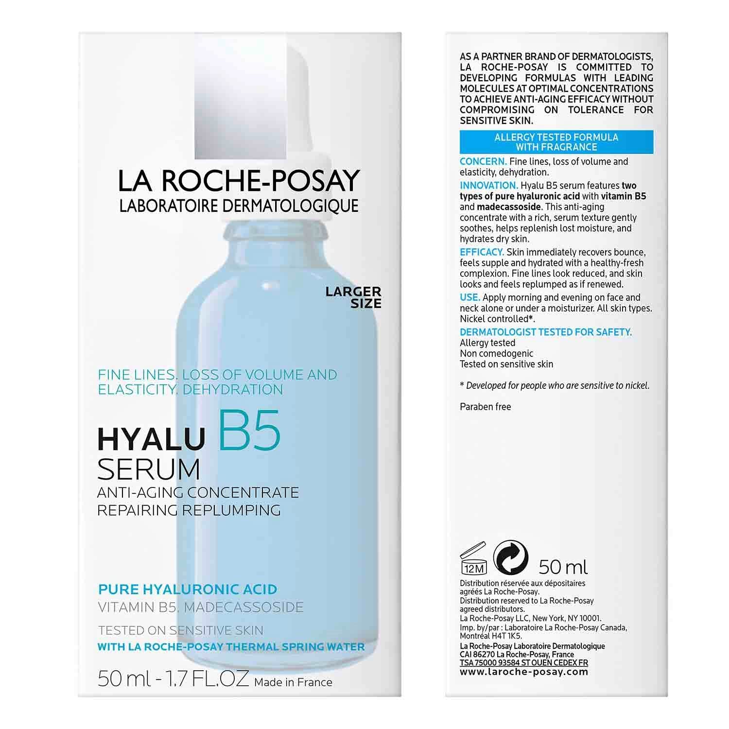 La Roche-Posay Hyalu B5 Pure Hyaluronic Acid Serum for Face, with Vitamin B5. Anti-Aging Serum Concentrate for Fine Lines. Hydrating, Repairing, Replumping. Suitable for Sensitive Skin