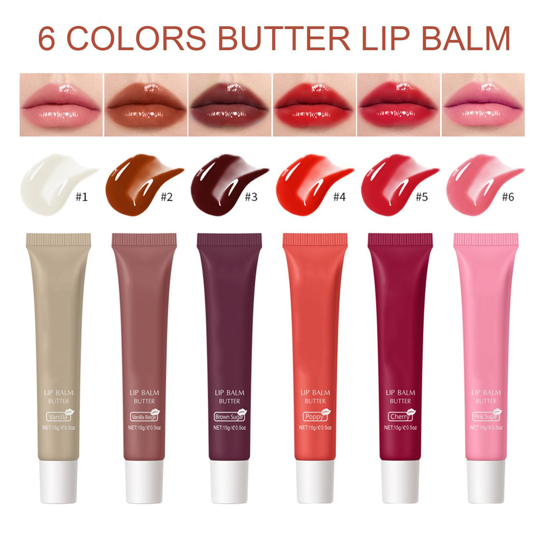 Lip Glowy Balm Butter Lip Balm Plumps Moisturizing Hydrating Lip Mask Repair Moisturizer Lips Care Lip Treatment for Dry Cracked Lip, Glossy Finish, Vegan Tinted Lip Balm Chapstick (#2 Vanilla Beige)