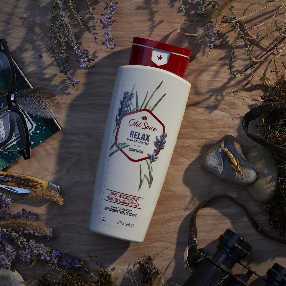 Old Spice Body Wash for Men, Relax with Lavender, 16 Fl Oz (Pack of 4)