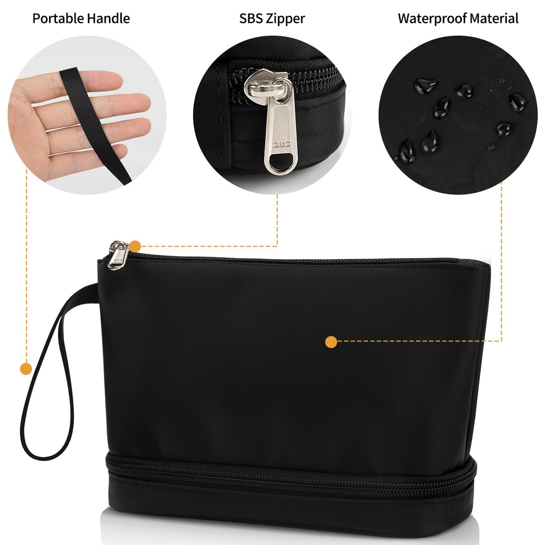 Makeup Bag, Ethereal Small Makeup Organizer Case, Cosmetic Bag for Women Daily Travel Makeup Case for Purse Portable(black, small)