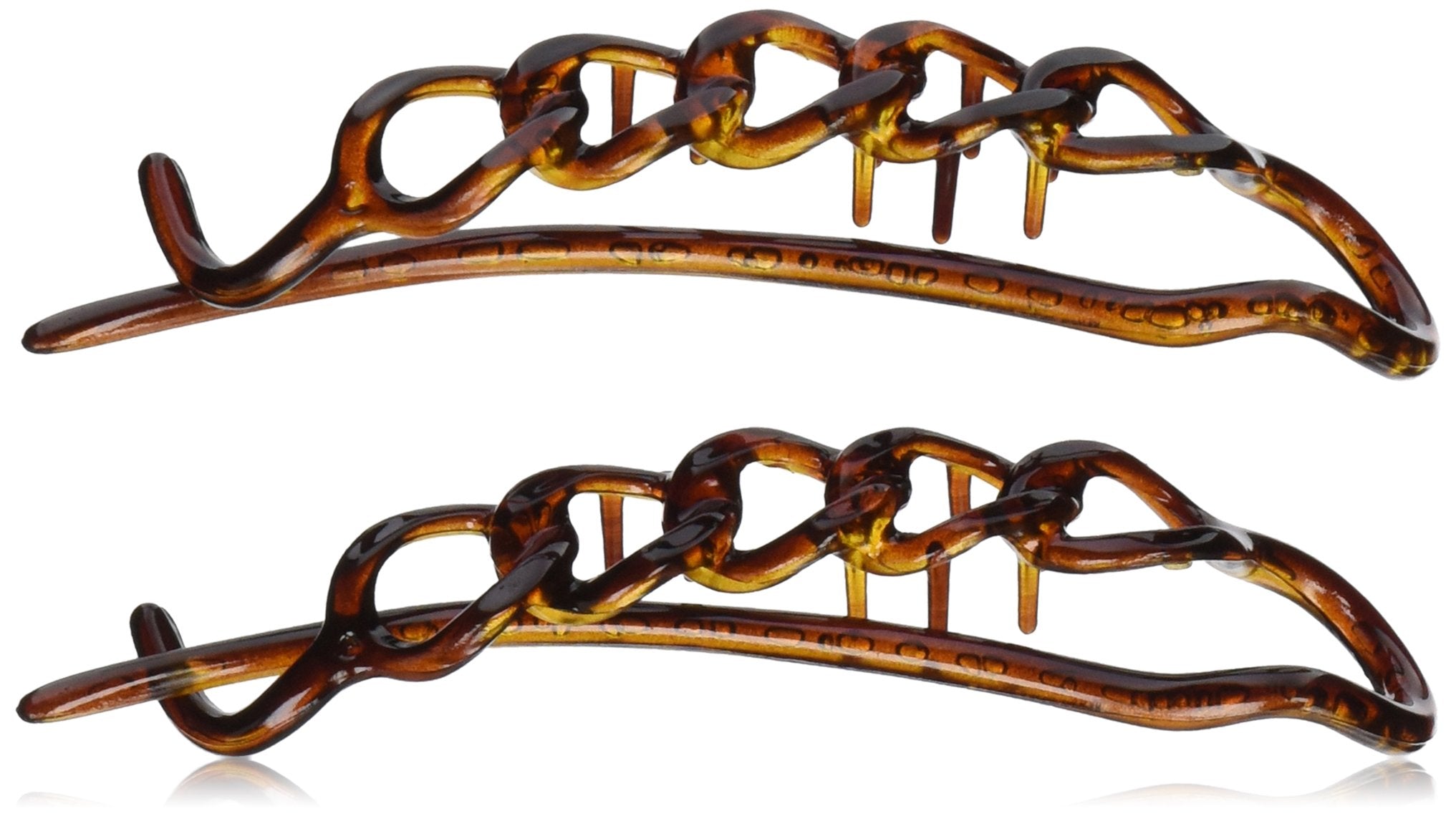 Caravan Non Metal Chain Slide Barrettes Made Of Celluloid Acetate In Tortoise Shell Pair
