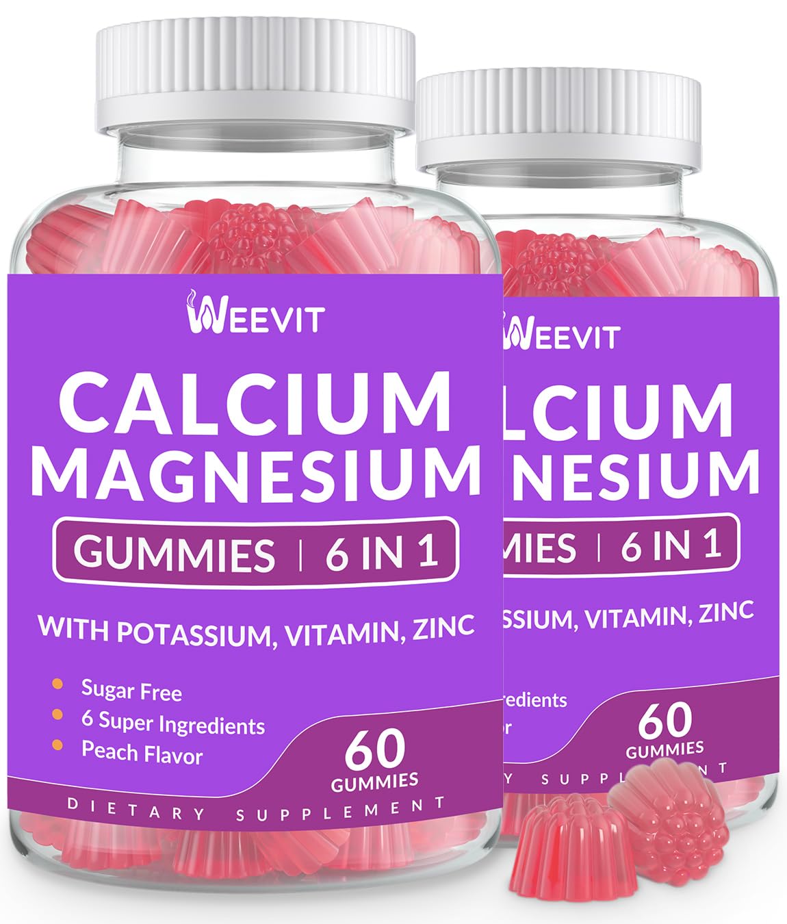Sugar Free Calcium Gummies 600mg w/Vitamin D3 K2, Potassium, Calcium Magnesium Zinc Gummies for Bone, Muscle & Immune, Algae Calcium Magnesium 2:1 Ratio Calcium Supplement for Women & Men - Vegan