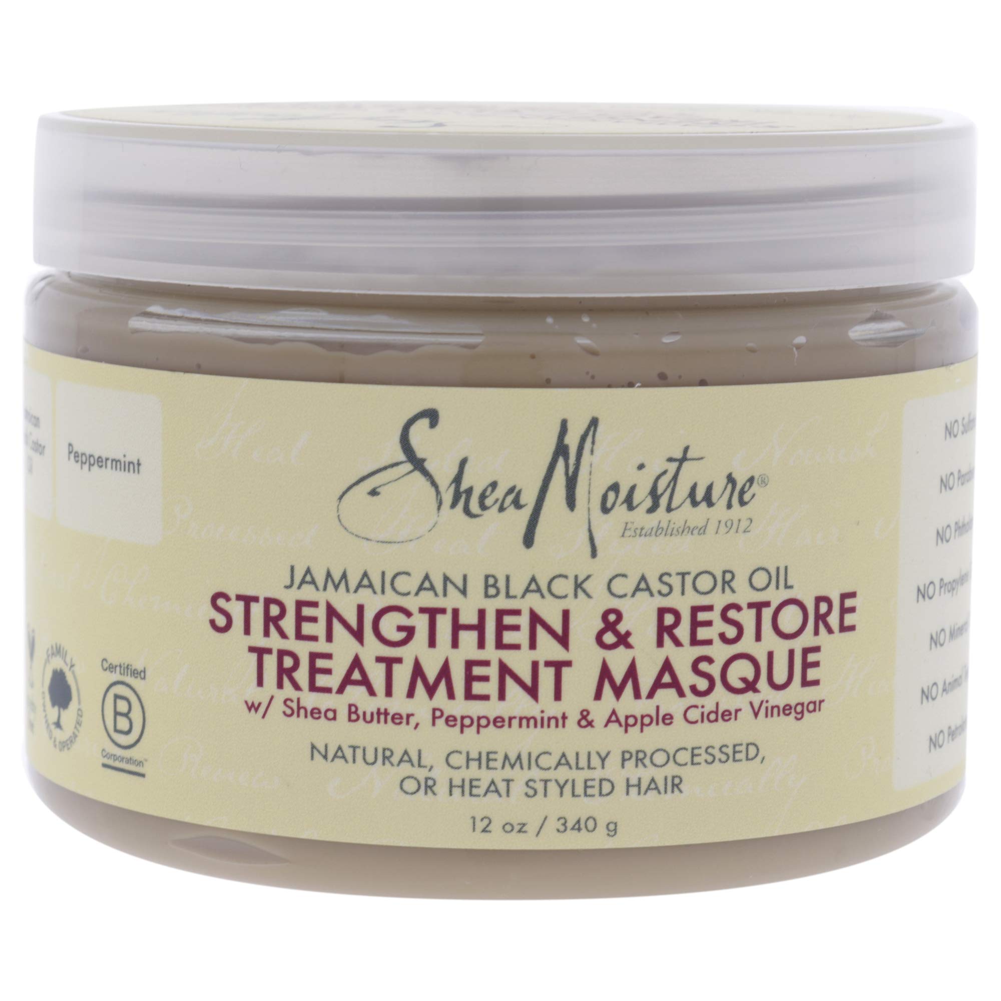 SheaMoisture Jamaican Black Castor Oil Treatment Masque For Dry Hair Jamaican Black Castor Oil Paraben Free Hair Mask 12 oz