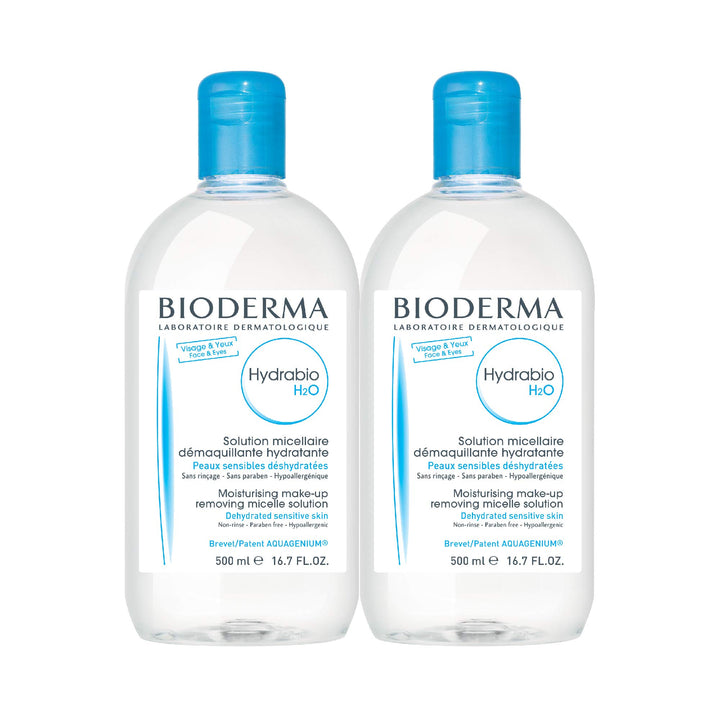 Bioderma Hydrabio DUO H2O Micellar Water Cleansing and Make-Up Removing for Dehydrated Sensitive Skin, 33.4 Fl Oz