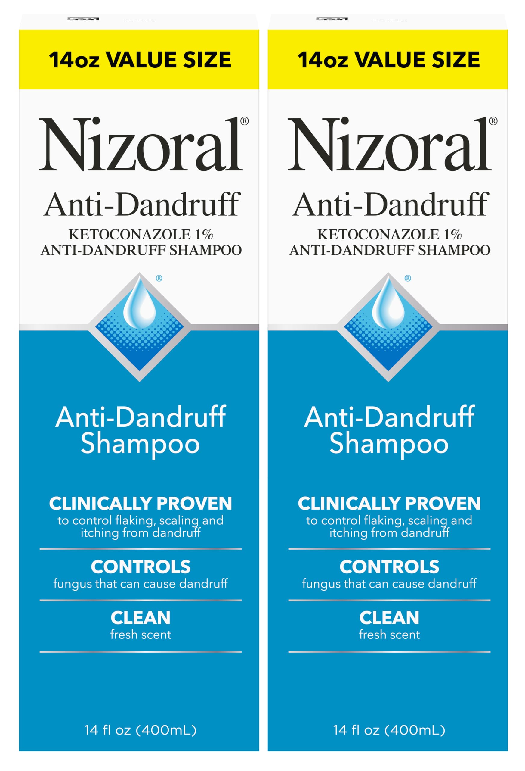 Nizoral Anti-Dandruff Shampoo with 1% Ketoconazole, Fresh Scent, 14 Fl Oz (Pack of 2)