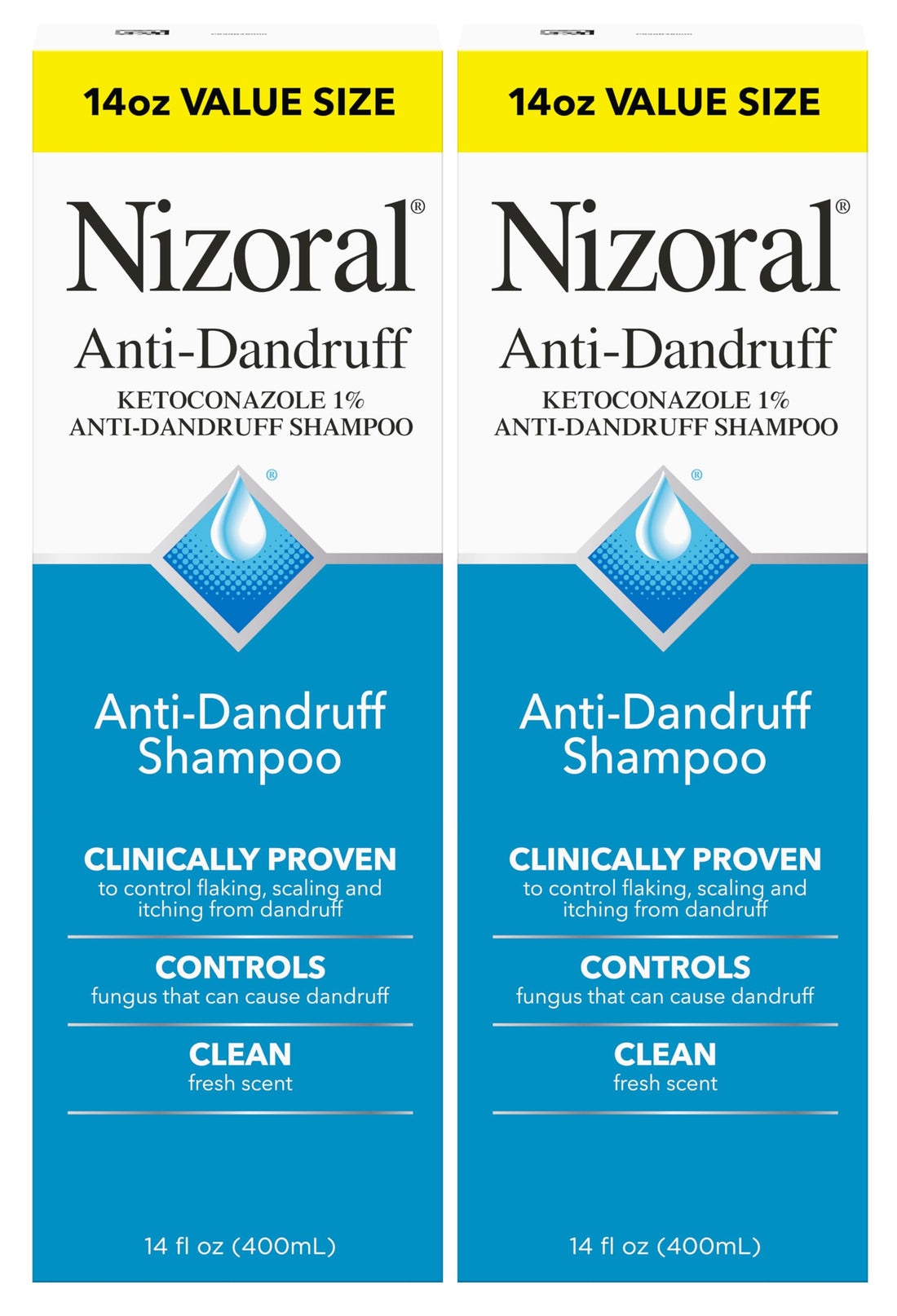 Nizoral Anti-Dandruff Shampoo with 1% Ketoconazole, Fresh Scent, 14 Fl Oz (Pack of 2)