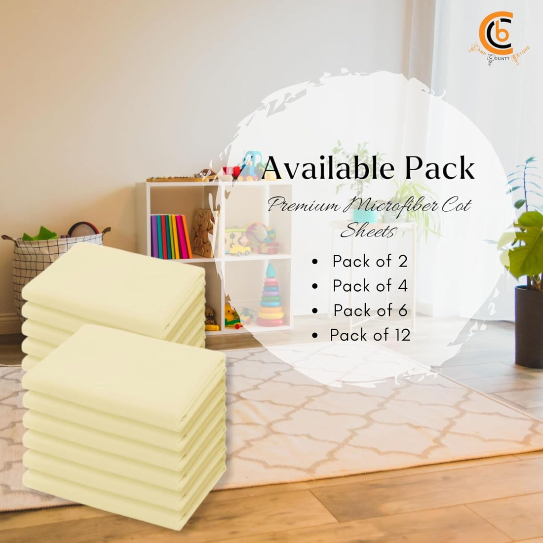 Camp County Beyond Cot Sheets for Toddler and Preschool - Daycare/Pre-School Cot Sheet - Corner Elastic Loops - Cot Bed Fitted Sheet - Poly Cotton Surface Pack of 6 (22 W X 52 L) - Navy Blue