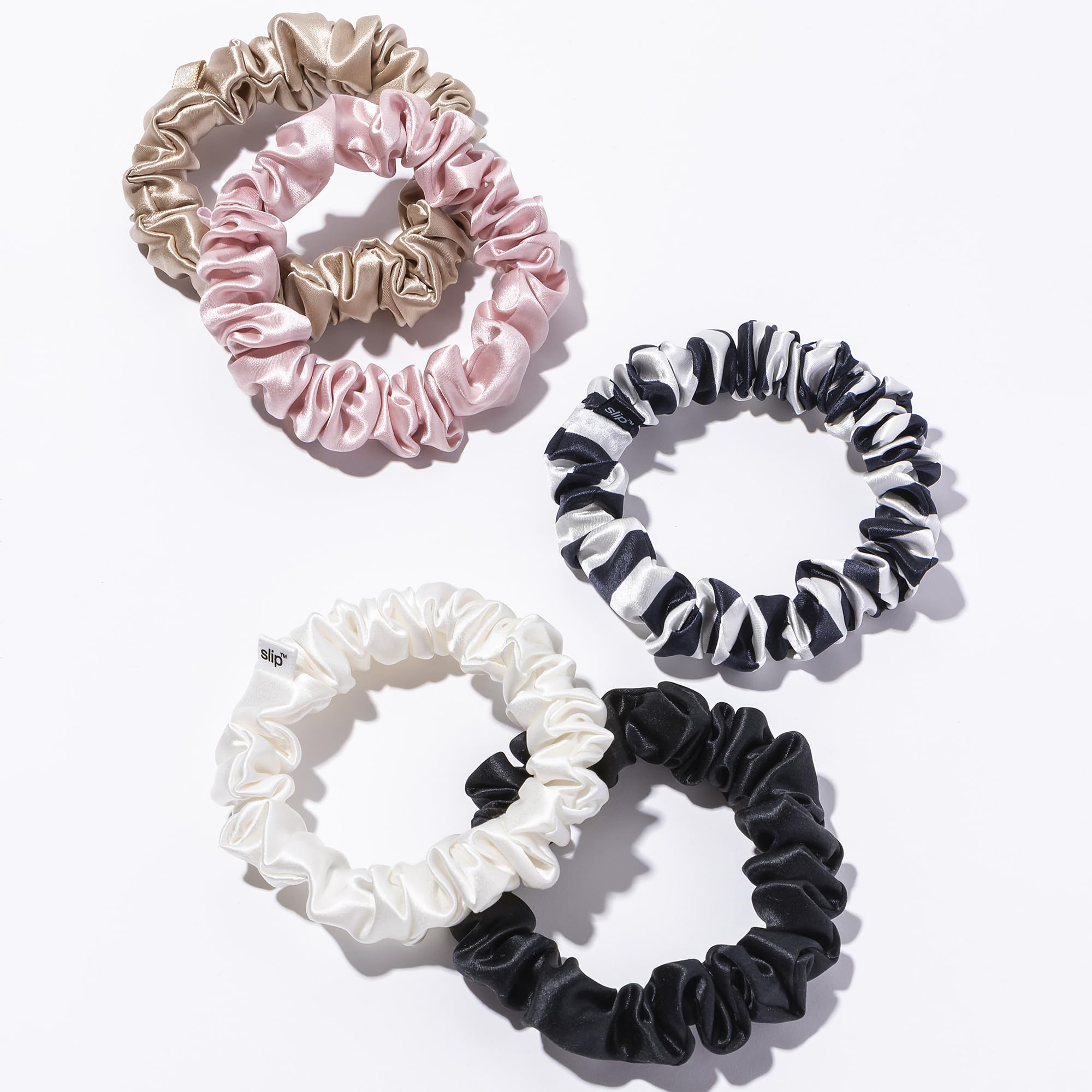 SLIP Pure Mulberry 22 Momme Silk Midi 5 Scrunchies Hair Tie Multi-Pack Set
