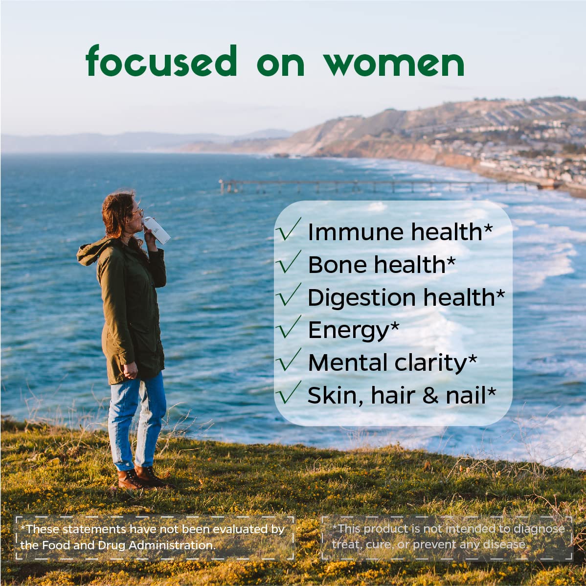 Zenkgo Women's Vitamins + Probiotics 25B CFU + Organic Whole Foods, Supports Immunity, Digestion, Energy, Daily Vitamins A, E, B6, B12, Vegan D3, K2 (MK-7), Folate, Minerals, Superfoods(60Ct/30Day)