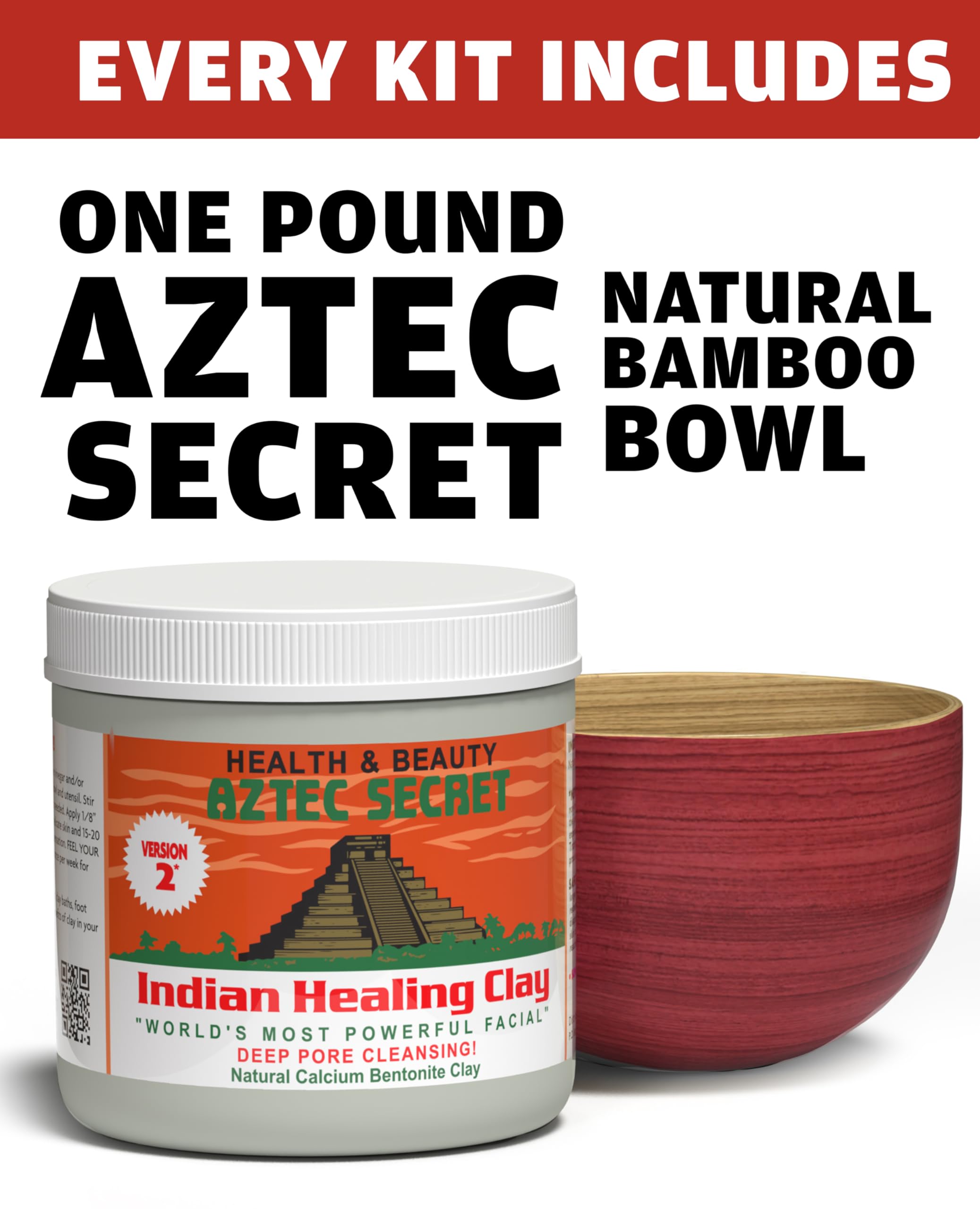 Aztec Secret Essential Indian Clay Mask Kit by Etana – 100% Natural Calcium Bentonite for Deep Pore Cleansing - Facial, Hair & Body Detox Set With Accessories