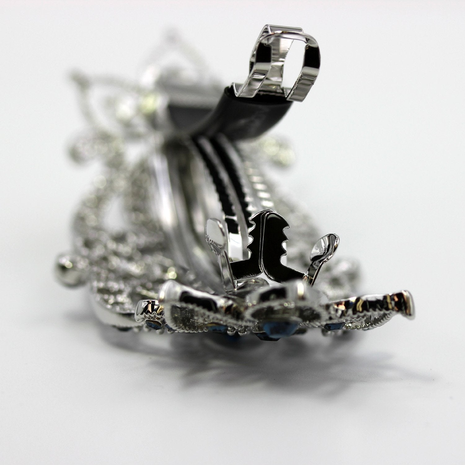 Faship Gorgeous Blue Rhinestone Crystal Big Floral Hair Barrette