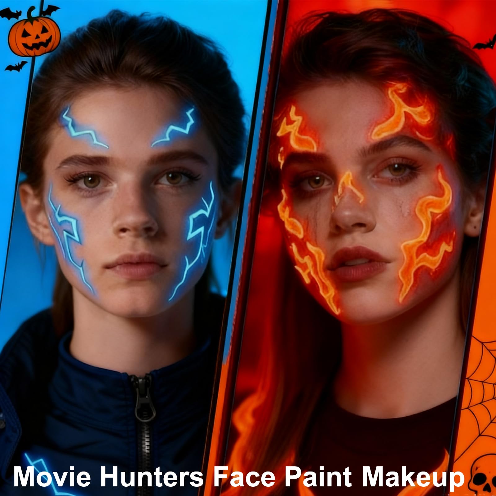 MEICOLY Neon Face Paint,UV Blacklight Glow Face Paint,8 Bright Colors Neon Fluorescent Rave Body Paint Palette,Water Activated Eyeliner,Water Based Glow In The Dark Halloween Washable for Kids Adults