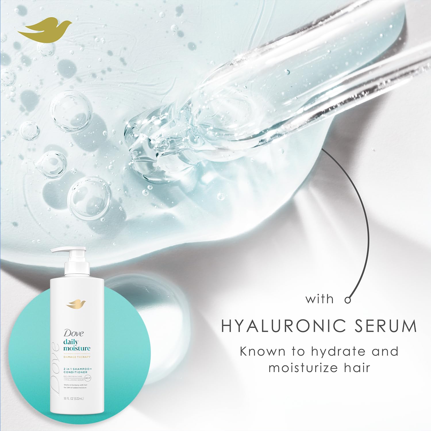 Dove Shampoo & Conditioner 2-in-1 + Dove Beauty Bar Soap 8-Pack – Deep Hydration for Revitalizing Dry Hair and Skin (9-Piece Set)