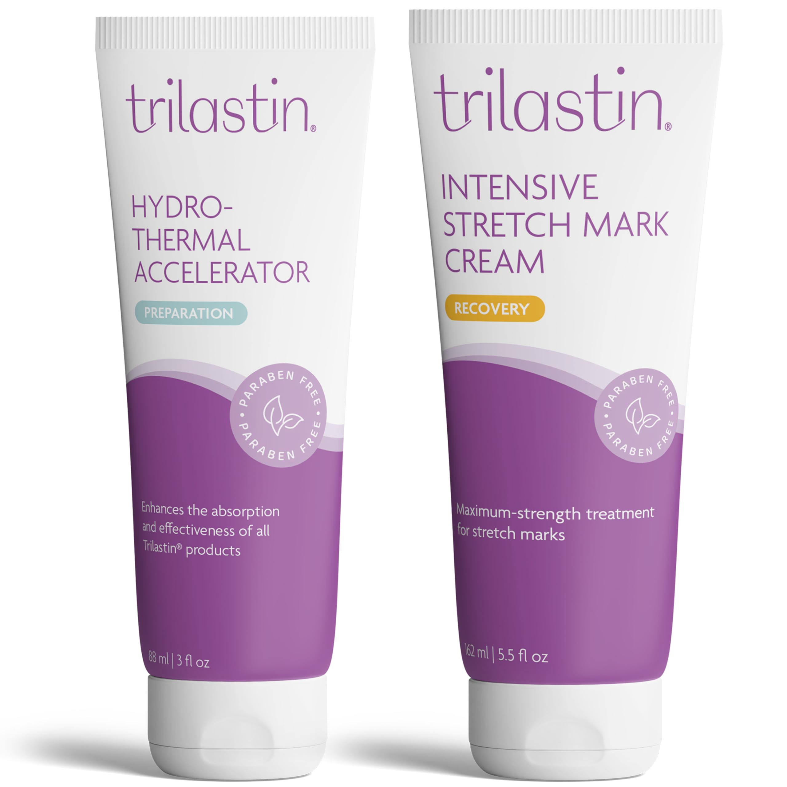 TriLASTIN SR Intensive & Moisturizing Stretch Mark Cream for Pregnancy - Hydro-Thermal Accelerator & Absorption Serum Bundle (5.5 oz & 3 oz)