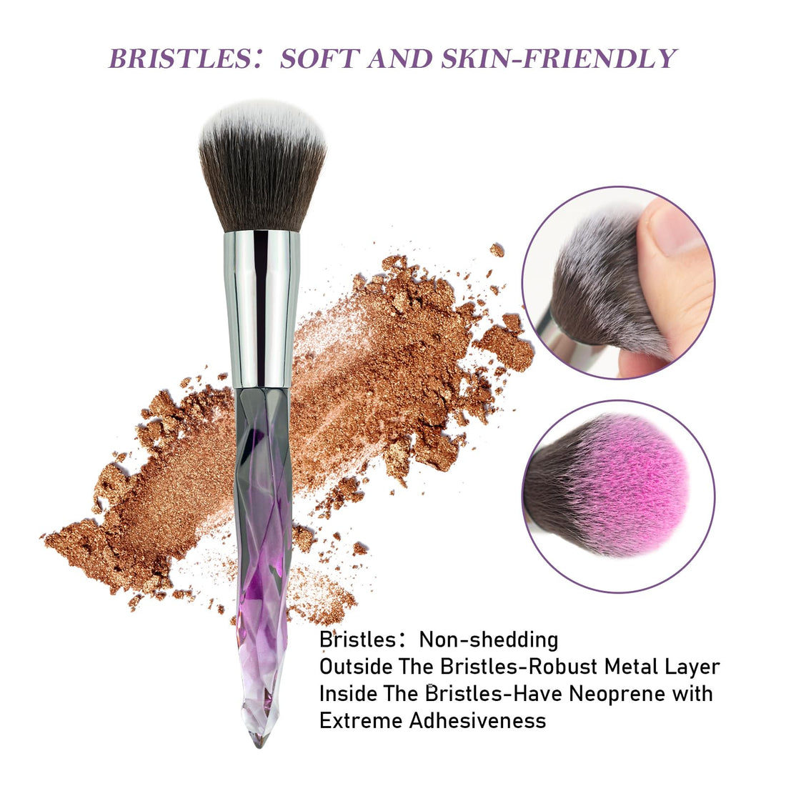 Make Up Brush Set 10 Piece, Professional Makeup Brushes with Soft Bristles Hair Purple Cosmetic Brushes Collection Special Plastic Handle Eye Brushes