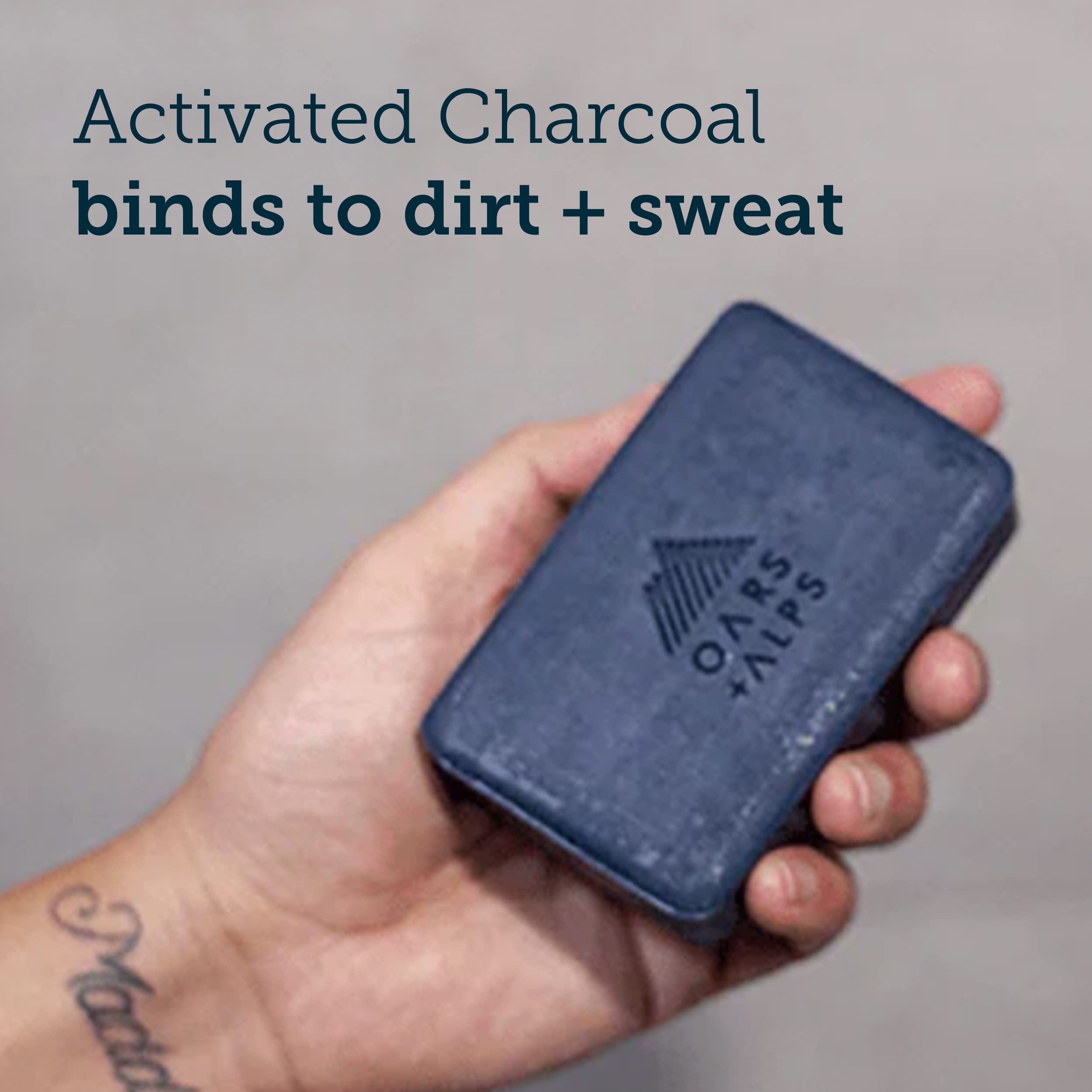 Oars + Alps Natural Exfoliating Blue Charcoal Oars Bar Soap | Deep Clean, Activated Charcoal, Body Scrub, Non-Toxic.