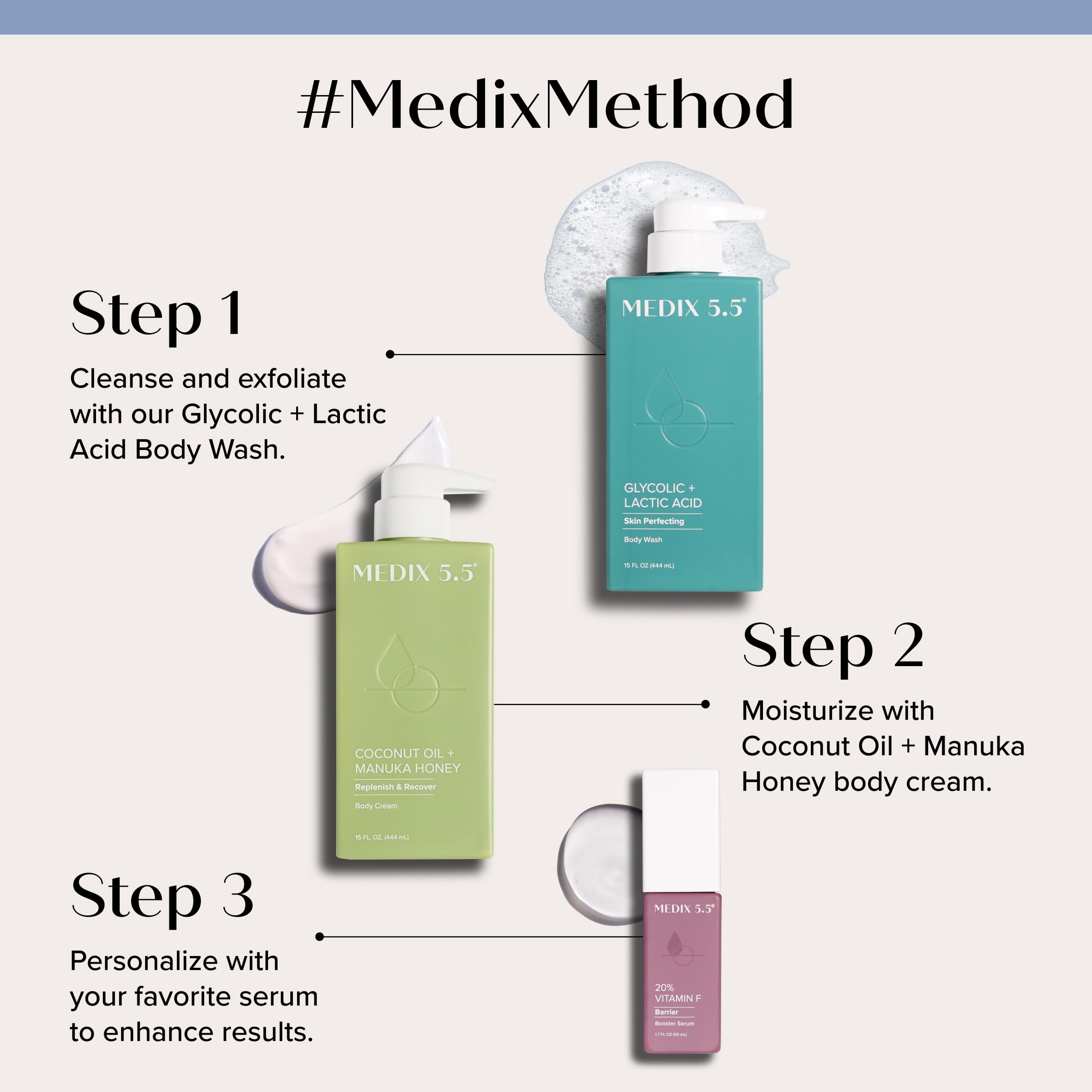 Medix 5.5 Coconut Body Lotion + Manuka Honey Cream, Coconut Oil Lotion For Women & Men, Natural Coconut Cream Moisturizer Body Butter Skin Care Balm For Stretch Marks, Cellulite, 15 Fl Oz