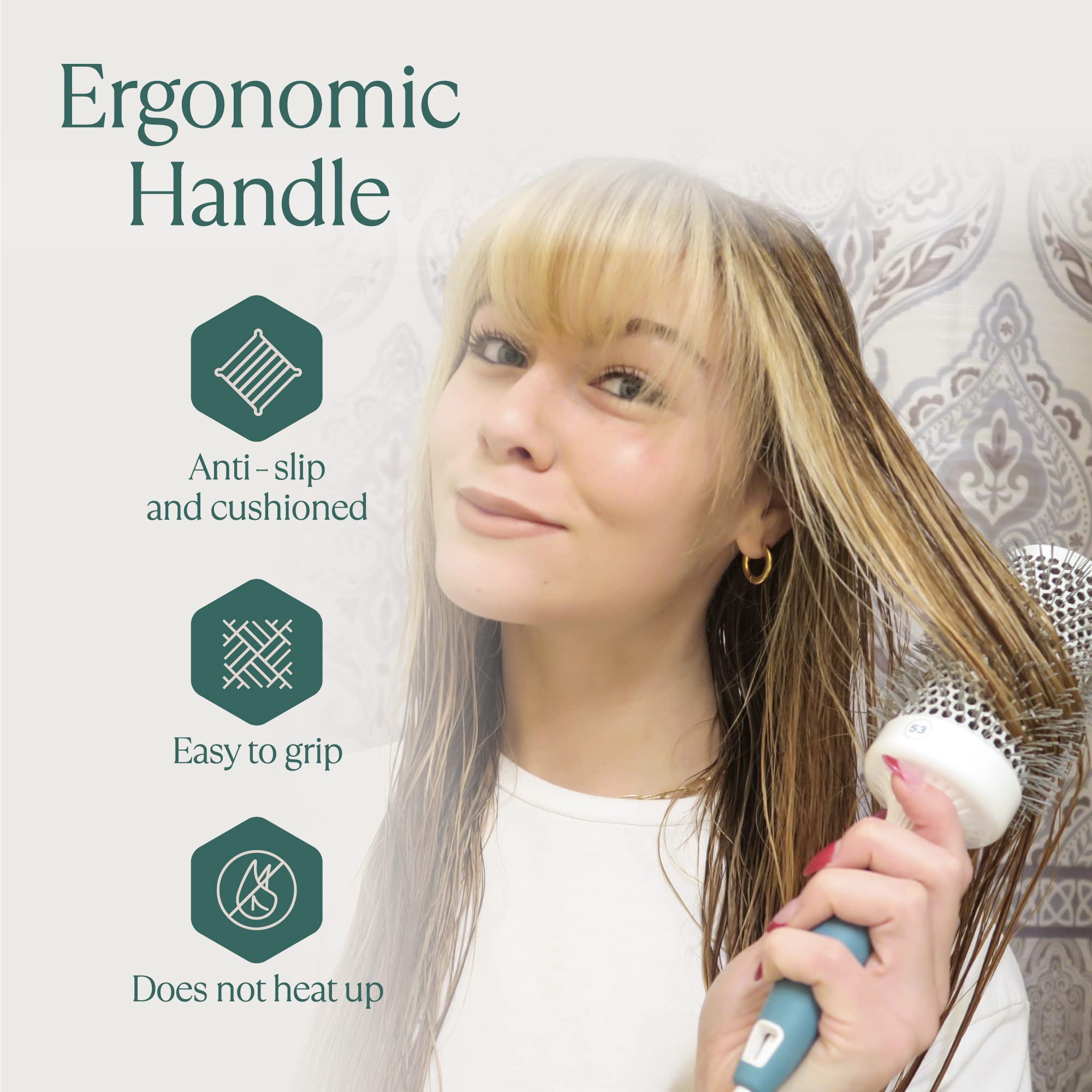 Professional Round Brush for Blow Drying - Large Ceramic Ion Thermal Barrel Brush for Sleek, Precise Heat Styling and Maximum Volume - Lightweight, Antistatic Bristle Hair Brush by Osensia (2 Inch)