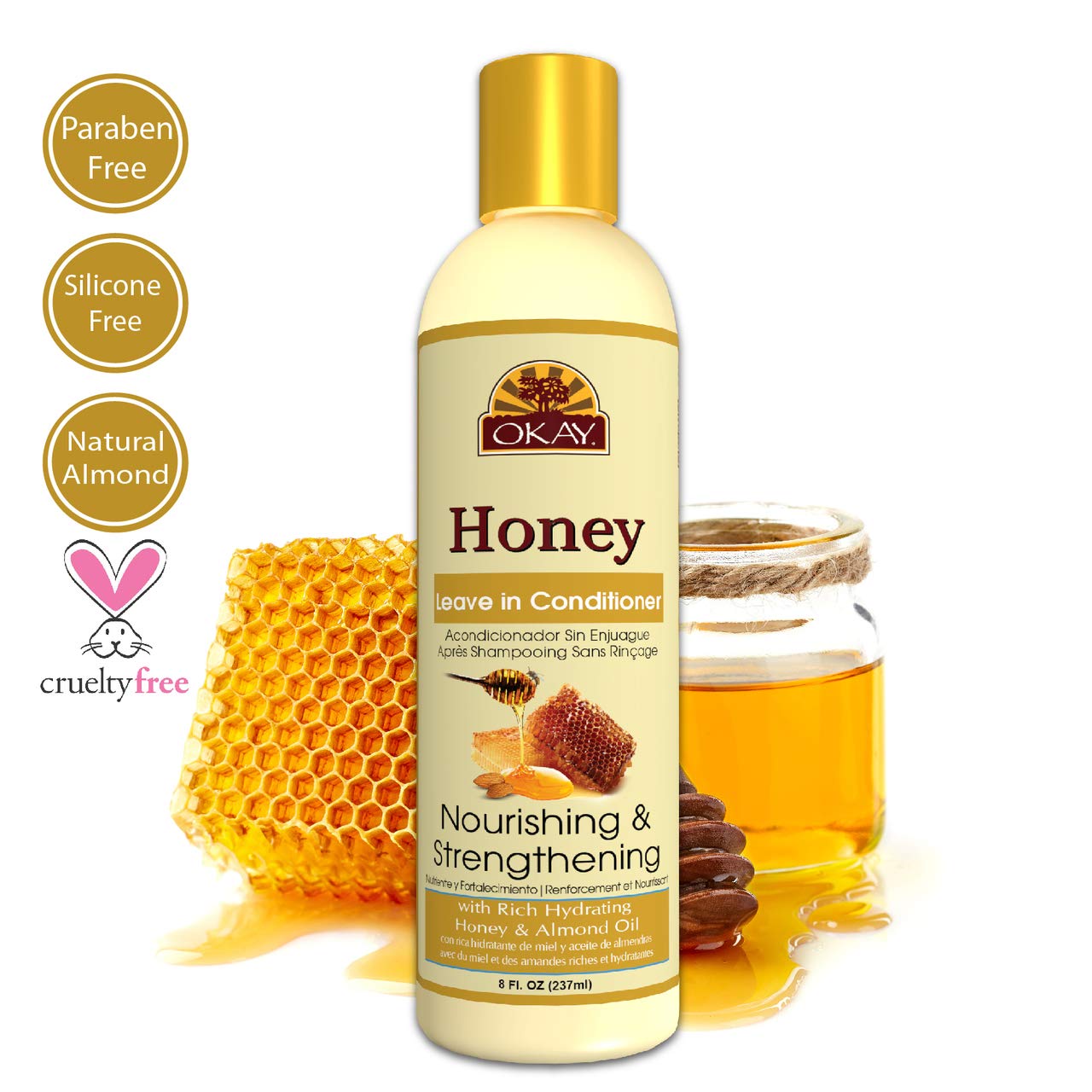 OKAY Honey Nourishing & Strengthening Leave-in Conditioner, 8 Ounce