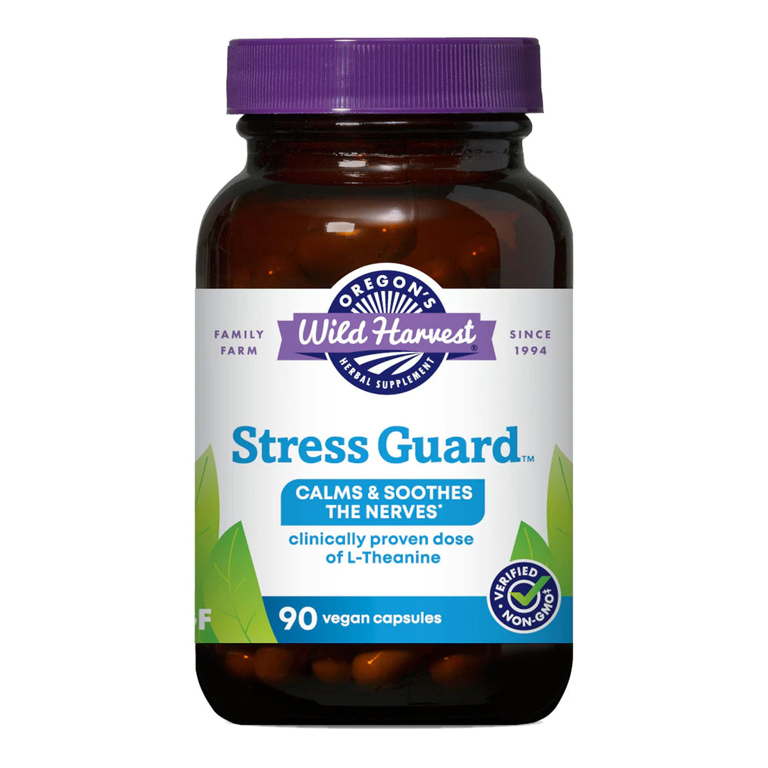 Oregon's Wild Harvest, Stress Guard, L-Theanine Supplement for Natural Relief, 90 Capsules