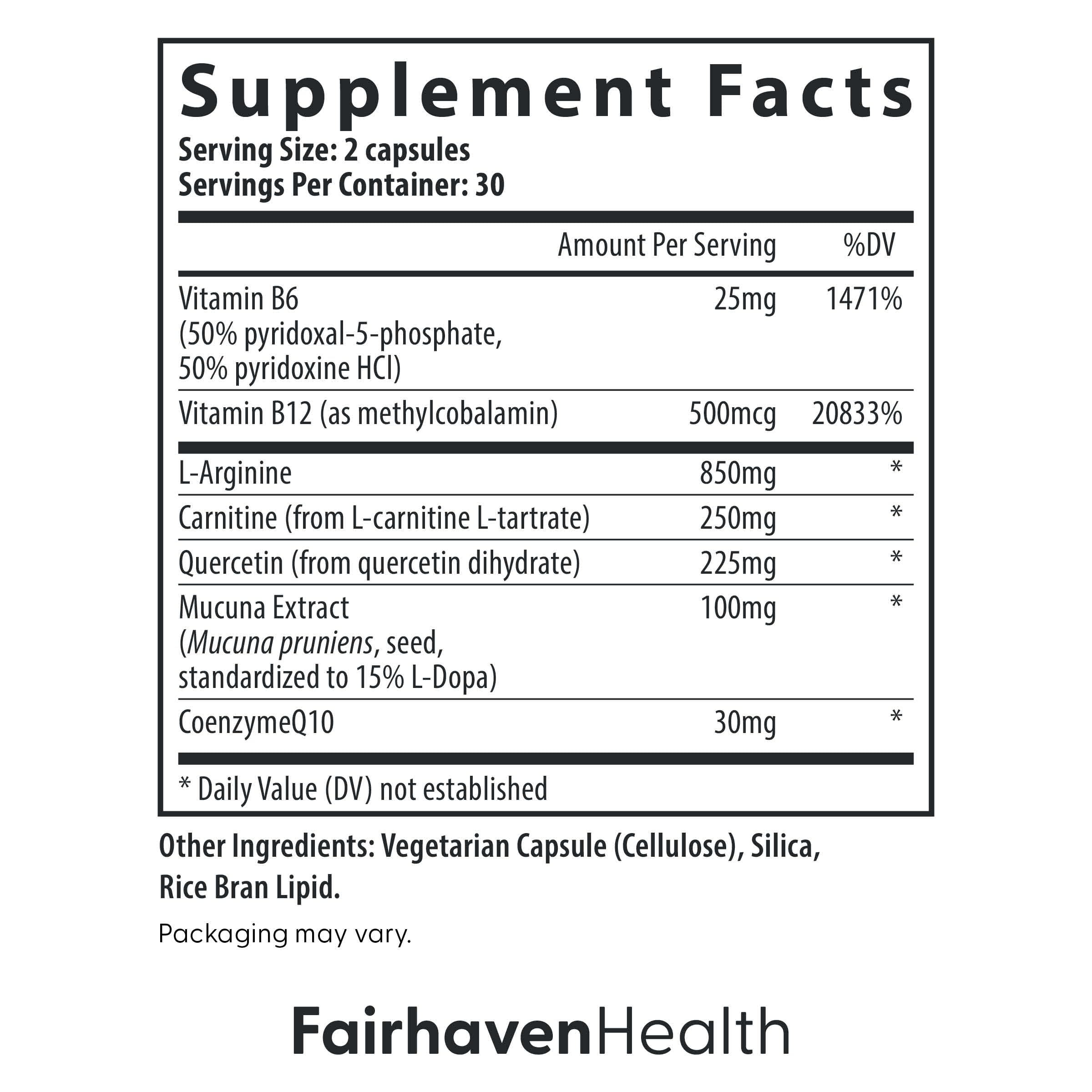 Fairhaven Health MotilityBoost for Men | Prenatal Male Fertility Supplement for Motility Strength | Pre-Conception for Him Includes L-Carnitine, Vitamin B12, B6, CoQ10 and Quercetin | 60 Capsules