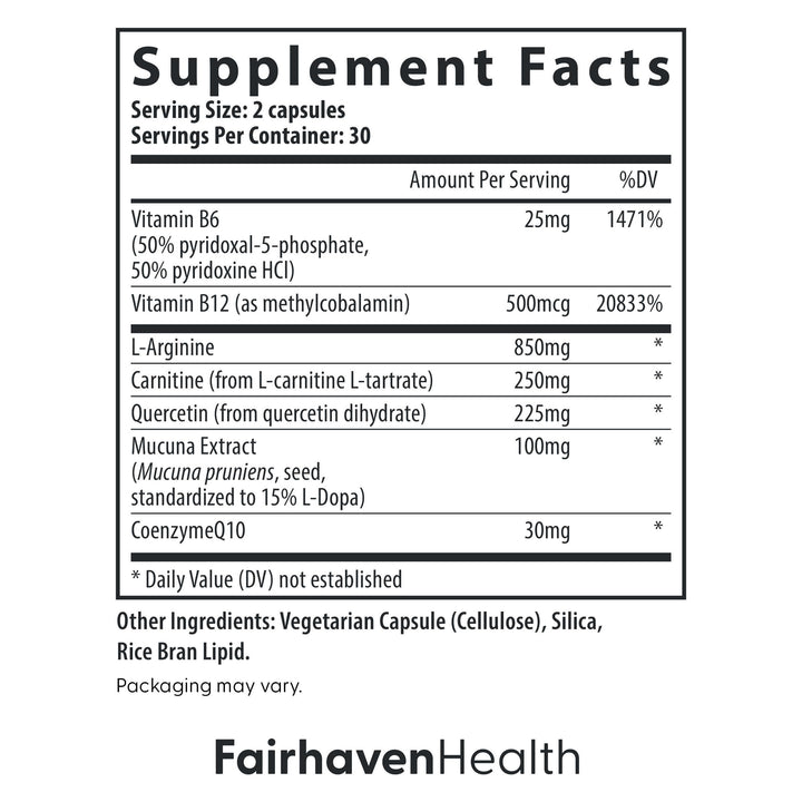 Fairhaven Health MotilityBoost for Men | Prenatal Male Fertility Supplement for Motility Strength | Pre-Conception for Him Includes L-Carnitine, Vitamin B12, B6, CoQ10 and Quercetin | 60 Capsules