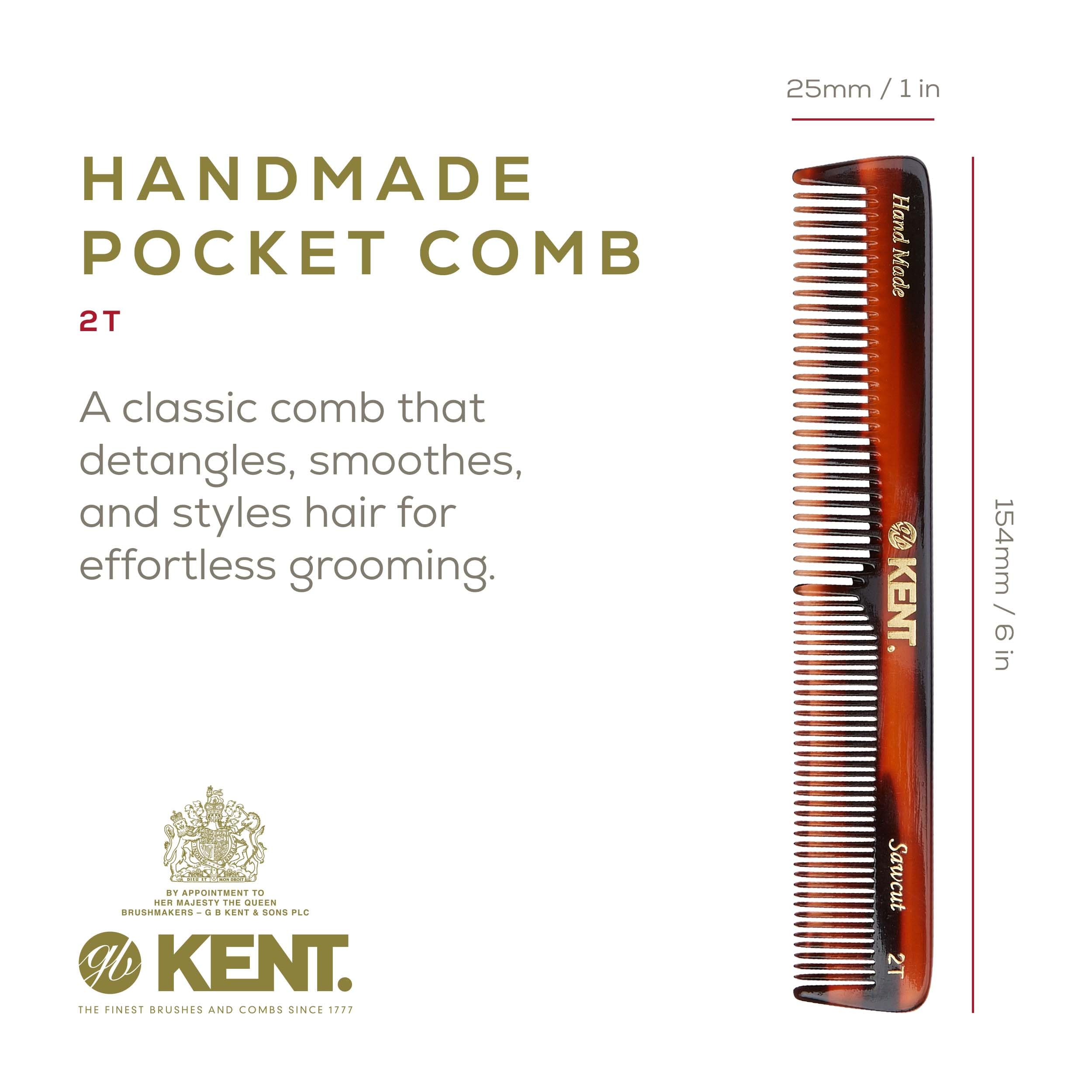 Kent Authentic Handmade all - fine Dressing Comb, Dark Brown, 154mm