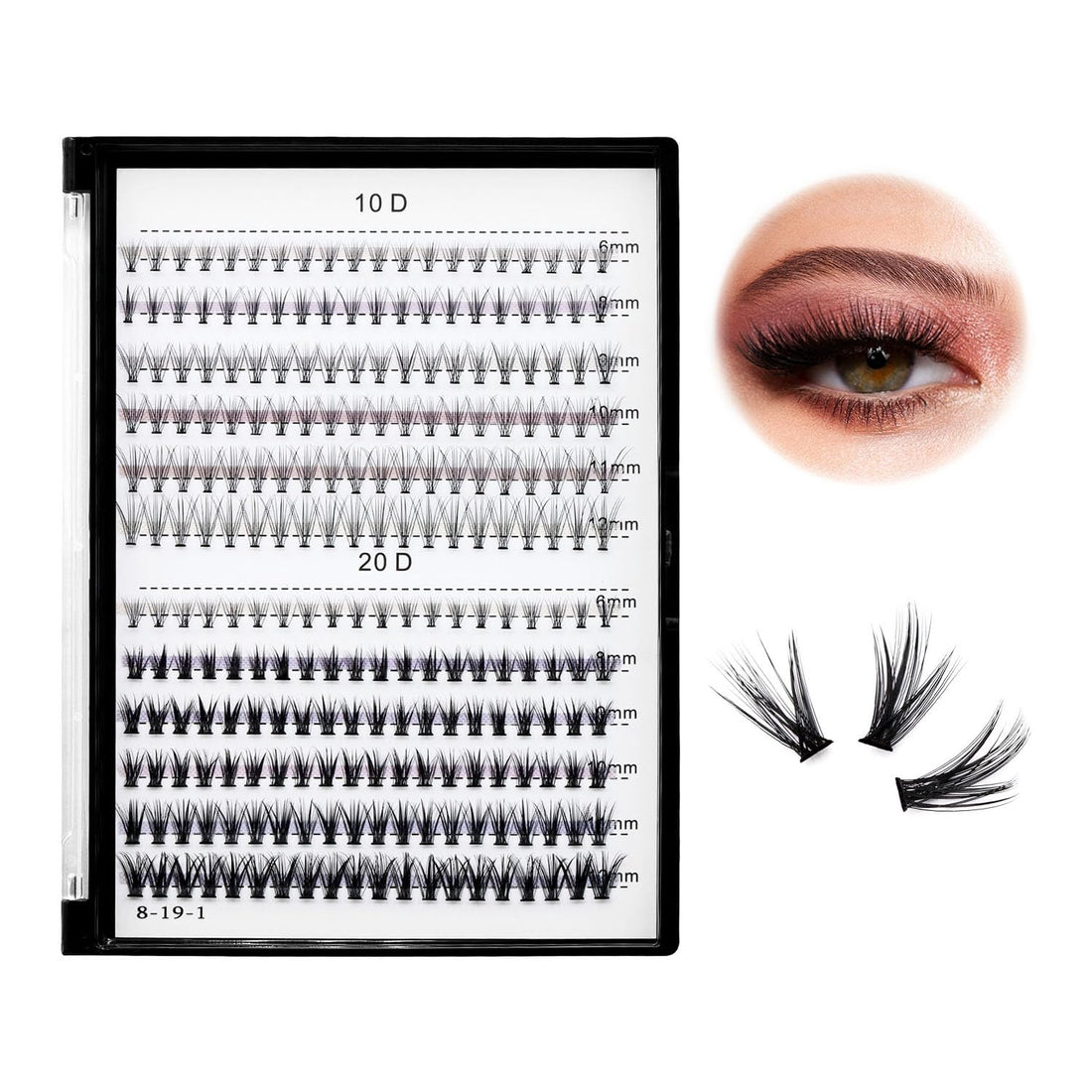 Scala 240pcs C Curl 10D/20D Cluster Eyelashes Mixed, 0.07mm /0.10 mm Mixed,8/9/10/11/12mm,10/11/12/13/14mm,12/13/14/15/16mm and Under Eyelashes Mixed Professional M (8/9/10/11/12mm and Under Eyelashe)
