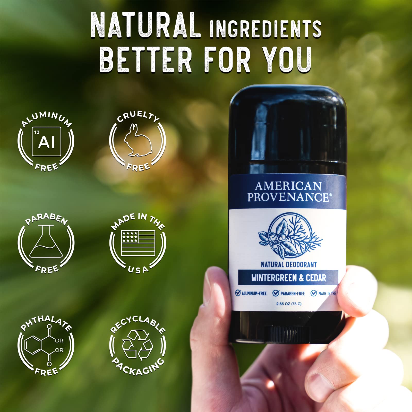 American Provenance Natural Mens Deodorant, Firepits & Flannels, 2.75 oz/75 gr