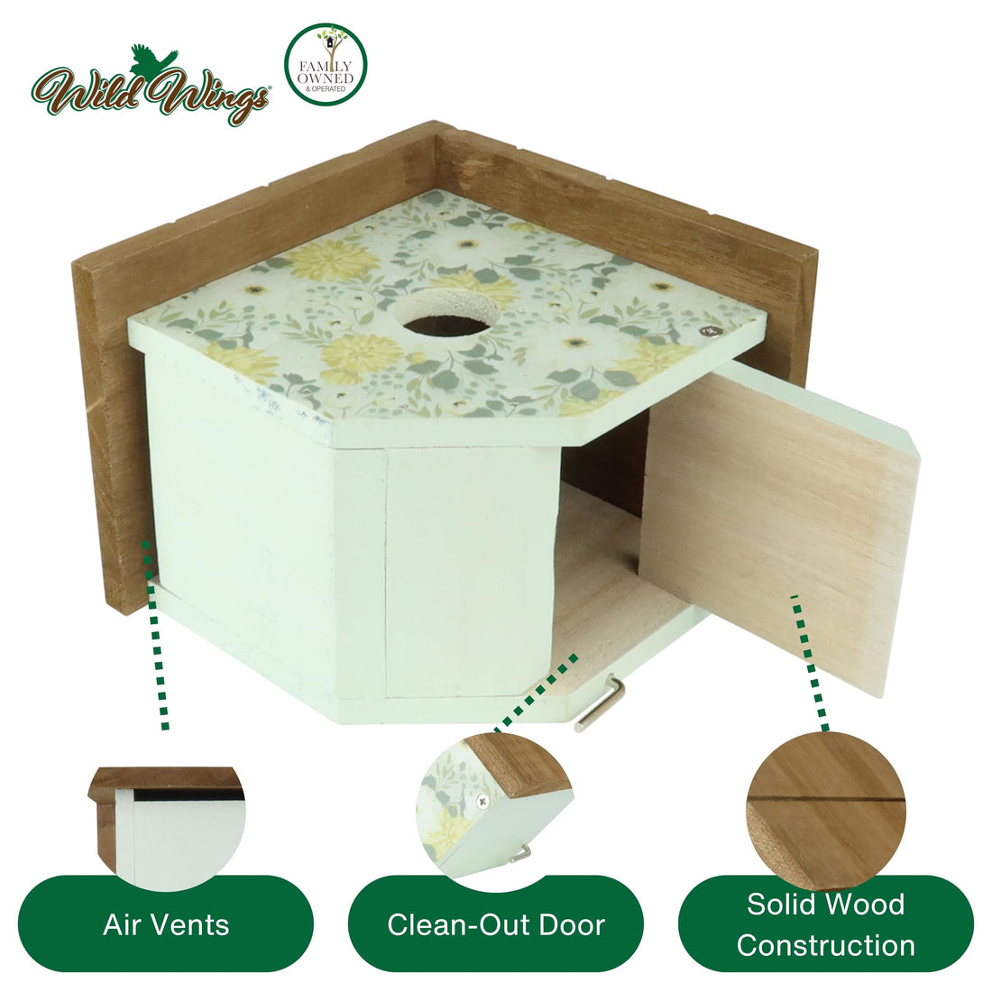 Wild Wings Decorative Wren House Blooming Nest, Green