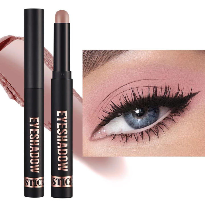 Melsintern Pale Pink Eyeshadow Stick Makeup,Matte Cream Eye Shadow Pencil,High Pigmented Crease proof Glitter Eye Shadow Brightener Stick,Waterproof Long Lasting Eye Highlighter Crayon Eyeliner