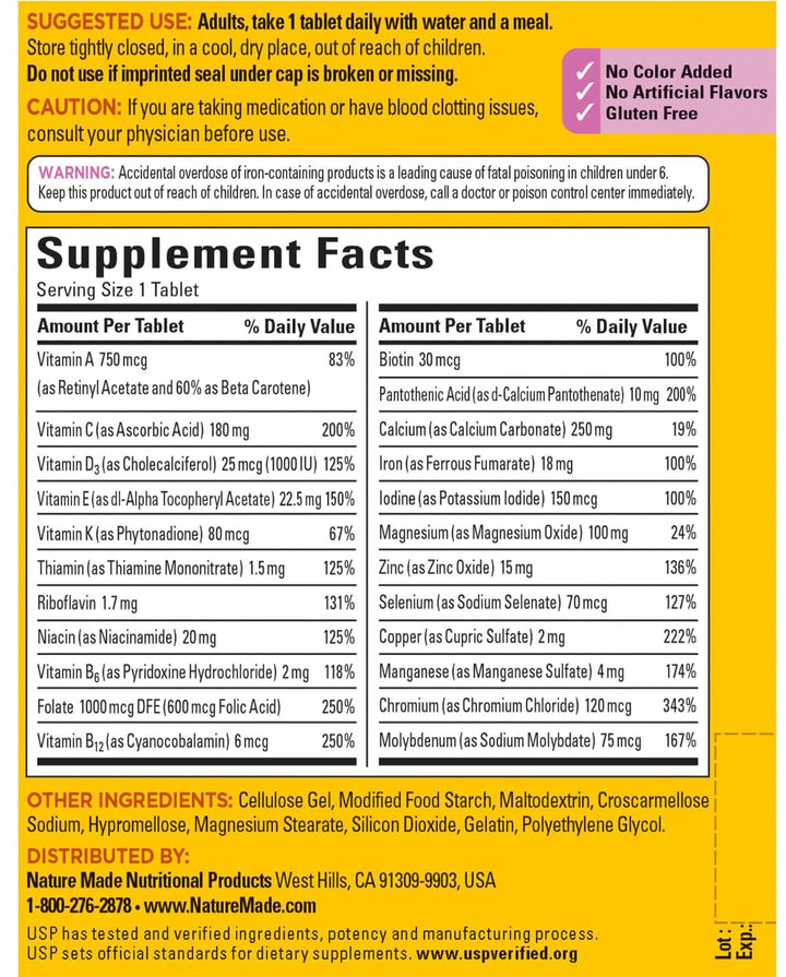 Nature Made Women's Multivitamin Tablets, 300 Count for Daily Nutritional Support