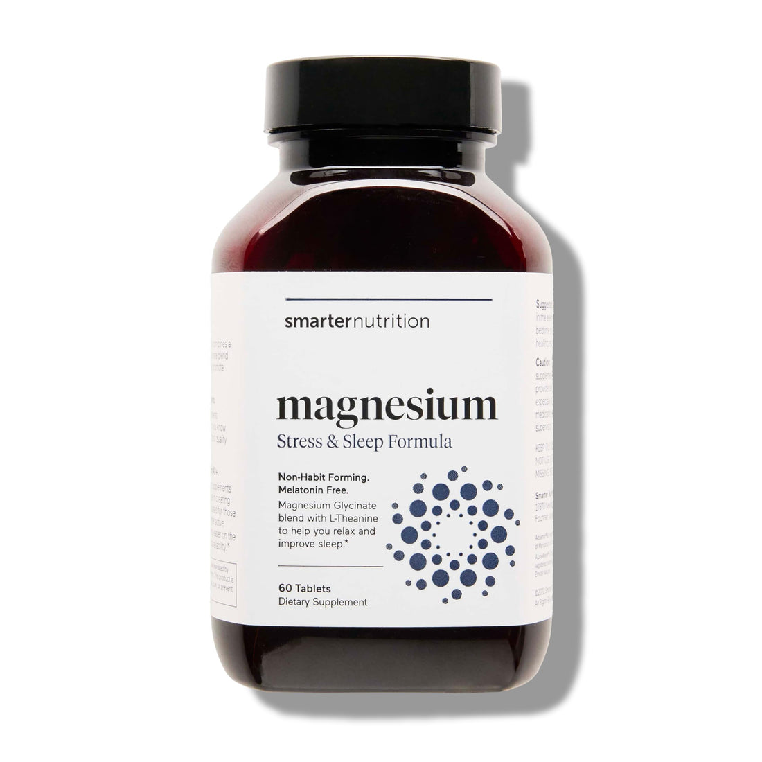 Smarter Nutrition Magnesium Complex - Chelated Mag Glycinate and Citrate, Malate, Hydroxide - Sleep & Stress Support with L-Theanine for Muscles, Nerves - Soy-Free - 60 Count - 30-Day Supply