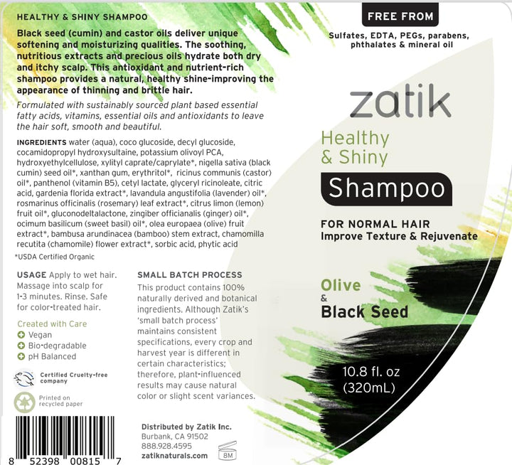 Zatik Beauty Essentials Olive Black Seed Shampoo 10.8 Fl. Oz.