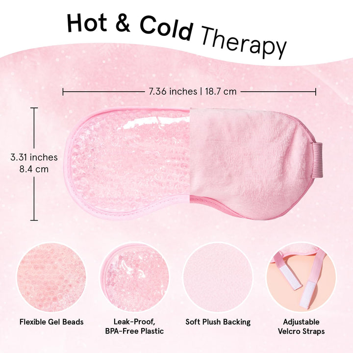 Grace & Stella Hot & Cold Gel Bead Eye Mask | Cooling Eye Mask | Reusable, Microwavable & Freezable Eye Compress Gel Mask with Adjustable Strap | For Sleeping, Relaxation, Congestion & Headache Relief