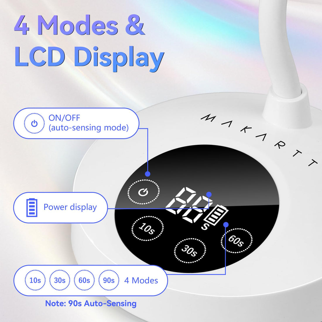 Makartt UV Nail Lamp: Mini UV Light for Gel Nails Polish Luminoza 30W Rechargeable LED Nail Light Nail Dryer with 4 Timers & Auto Sensor, Fast Curing Goosenecks Lamp for Home DIY Manicure